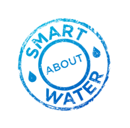 Logo for the Truckee Meadows Water Authority's Annual Event, Smart About Water Day, blue logo with rain drops.